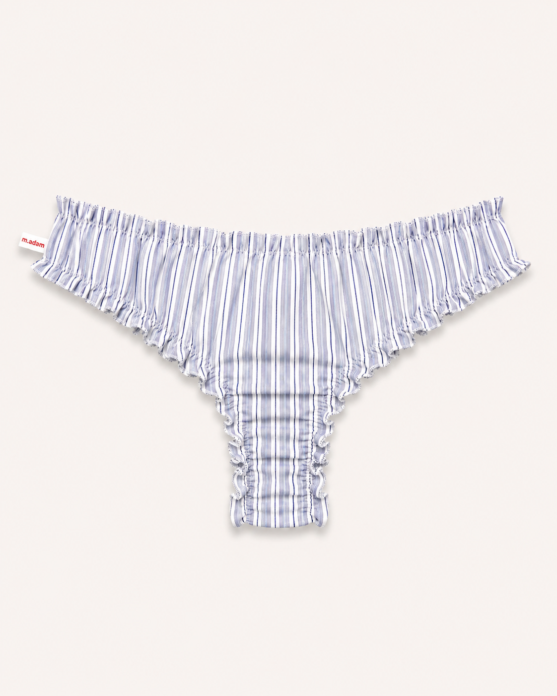 Le Tanga bleu à rayures blanches