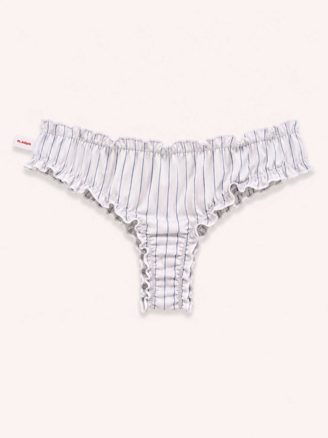 Le Tanga blanc à rayures bicolores bleues