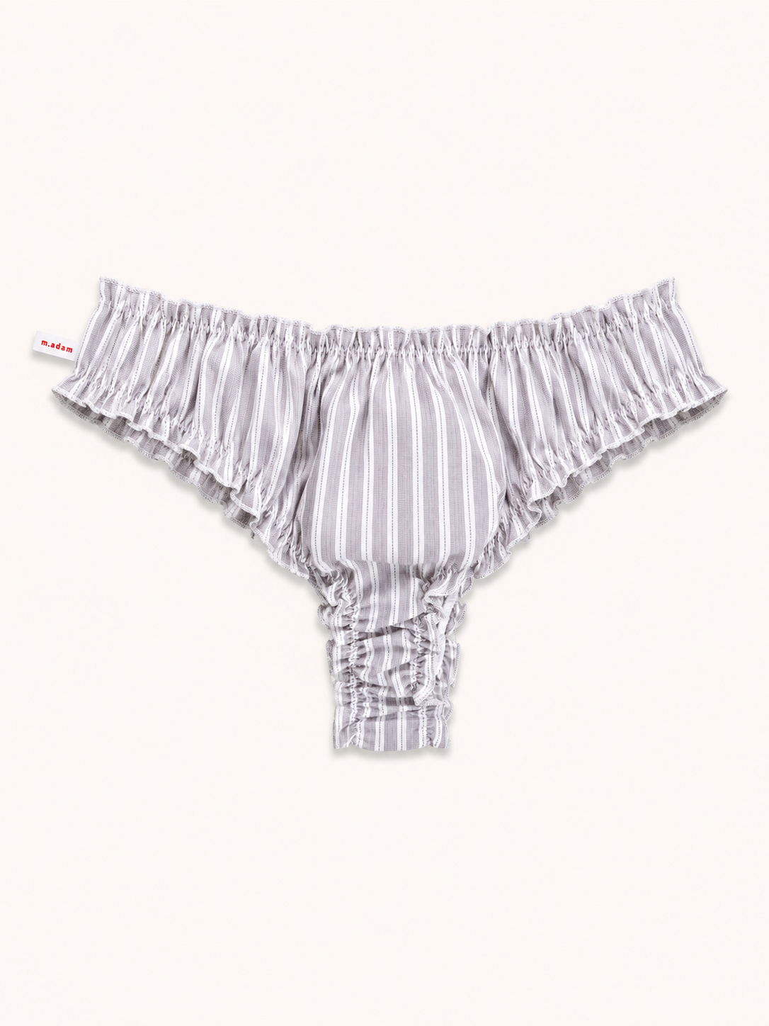 Le Tanga gris à rayures blanches