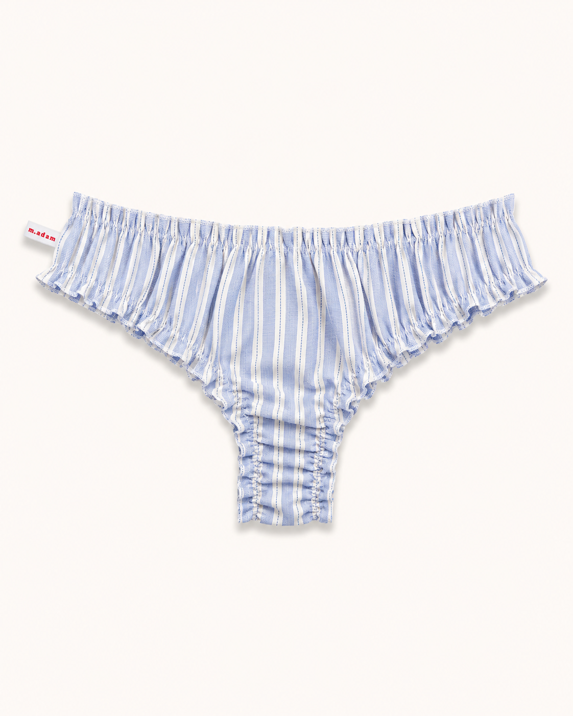 Le Tanga bleu à rayures blanches