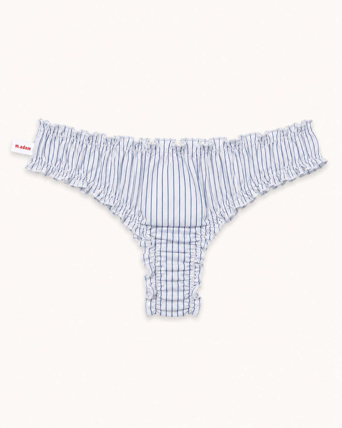 Le Tanga blanc à rayures bleues