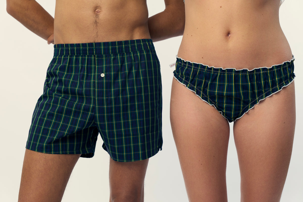 Le Tanga tartan bleu marine